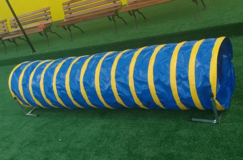 Túnel de Agility recreativo azul e amarelo