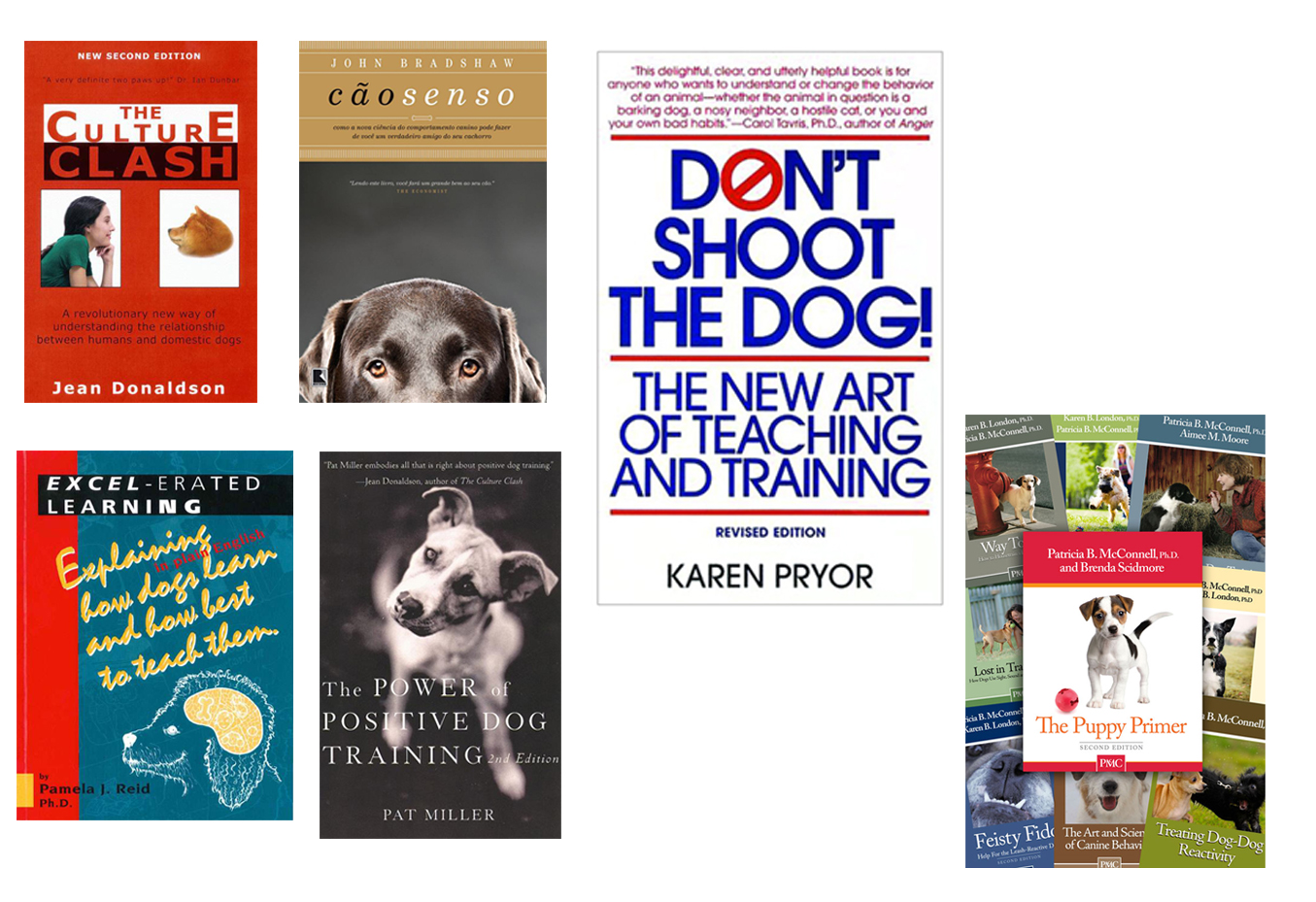 The Culture Clash, Cão Senso, Don`t shoot the dog, Excel-erated learning, The Power of Positive dog training, The puppy primer